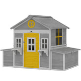 PawHut Wooden Chicken Coop, Hen House for 2-4 Hens, Outdoor Playhouse Poultry Cage with Nesting Boxes, Waterproof Roof, Windows
