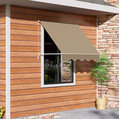 Outsunny 6' Drop Arm Manual Retractable Window Awning Sun Shade Shelter for Patio Balcony Outdoor, Aluminum, Can Cover 2 Windows, Cream White