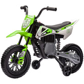 Qaba 12V Kids Electric Motorcycle w/ Twist Grip Throttle, Training Wheels, Rear Suspension & Music, Green
