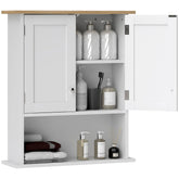 HOMCOM Wall Mounted Bathroom Cabinet, Modern Bathroom Wall Cabinet with 2 Doors and Adjustable Shelf, White
