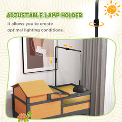 PawHut Tortoise Enclosure Tortoise House w/ Adjustable Lamp Holder, Storage Shelf, Removable Main House, Openable Lid, Yellow