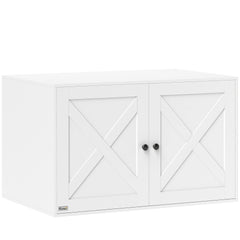 PawHut Cat Litter Box Enclosure with Barn Door, Cat Hole, 31.5" x 21" x 20", White