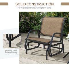 Outsunny Outdoor Glider Chair, Steel Swing Chai with Curved Armrests for Porch, Garden, Poolside, Balcony, Brown