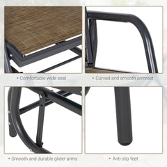 Outsunny Outdoor Glider Chair, Steel Swing Chai with Curved Armrests for Porch, Garden, Poolside, Balcony, Brown