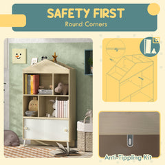 Qaba 4-Cubby Children's Toy Shelf, Kids Bookshelf and Toy Storage for Playroom, Children's Room, Living Room,