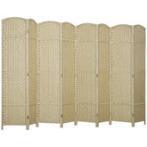 HOMCOM Folding Room Divider Screen 8 Panel 5.6 ' Tall Privacy Screen Freestanding Room Partition for Home Office, Beige
