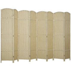 HOMCOM Folding Room Divider Screen 8 Panel 5.6 ' Tall Privacy Screen Freestanding Room Partition for Home Office, Beige