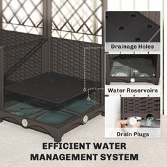 Outsunny 3PCS Plastic Planter Box with Trellis, Self-Watering Raised Garden Bed with Trellis and Automatic Watering Timer Kit