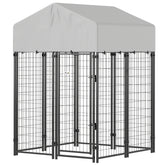 PawHut Outdoor Dog Kennel with Roof, 4' x 4' x 6' Heavy Duty Welded Wire Dog Playpen Enclosure with Escape-proof Lock