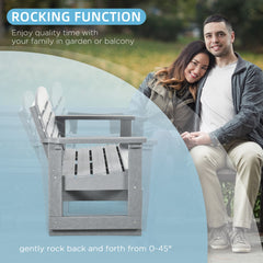Outsunny Patio Glider Bench w/ HDPE Slatted Double Rocking Chair, Light Gray