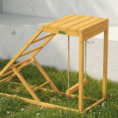 PawHut Chicken Activity Play for Healthy & Happy Animals with Chicken Perches & Hen Ladder, Chicken Coop Toy, Yellow