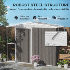 Outsunny 8 x 4ft Outdoor Garden Shed, Metal Shed with Air Vents and Lock for Backyard, Garden, Patio, Warm Gray