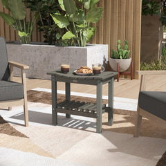 Outsunny HDPE Shower Bench, Waterproof Shower Stool with Handle, Storage Shelf, Non-Slip Pads for Indoor Outdoor, Dark Gray