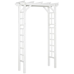 Outsunny 85" Wooden Garden Arbor for Wedding and Ceremony, Outdoor Garden Arch Trellis for Climbing Vines - White