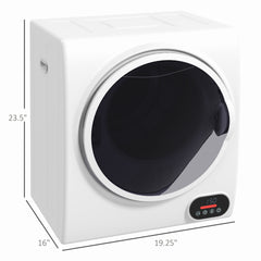 HOMCOM 1.5 cu.ft Portable Compact Clothes Laundry Dryer with Intelligent Drying for Apartments Dorms RVs, 850W, White