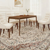 HOMCOM Area Rug 8x10, Machine Washable Rug, Non-Slip Classical Floral Print Floor Carpet for Living Room, Bedroom, Mixed-Brown
