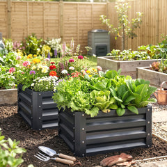 Outsunny 2pc 23.5" Elevated Herb & Vegetable Planting Box Kit w/ Versatile Uses, Dark Gray