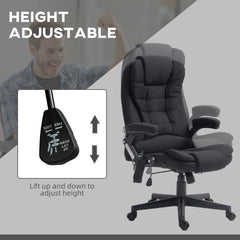 HOMCOM 6 Point Vibrating Massage Office Chair with Heat, Linen High Back Massage Desk Chair with Reclining Backrest, Black