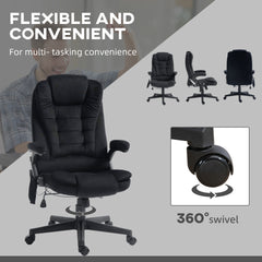 HOMCOM 6 Point Vibrating Massage Office Chair with Heat, Linen High Back Massage Desk Chair with Reclining Backrest, Black