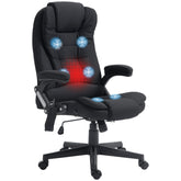 HOMCOM 6 Point Vibrating Massage Office Chair with Heat, Linen High Back Massage Desk Chair with Reclining Backrest, Black