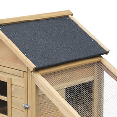 PawHut 69" Wooden Chicken Coop, Poultry Cage Hen House with Connecting Ramp, Tray, Ventilated Window and Nesting Box