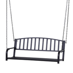 Outsunny 2-Person Metal Outdoor Porch Swing, Hanging Outdoor Swing Chair, 528lb Weight Capacity, Black
