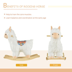 Qaba Kids Ride-On Rocking Horse Toy Llama Style Rocker Soft Plush Fabric for Children 3+ Years