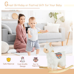 Qaba Kids Ride-On Rocking Horse Toy Llama Style Rocker Soft Plush Fabric for Children 3+ Years