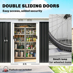 Outsunny 9' x 4' Metal Outdoor Storage Shed, Tool House with Double Lockable Doors for Backyard, Patio, Lawn, Garage, Dark Gray