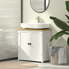 kleankin Bathroom Vanities Under Sink Storage Cabinet Cupboard with 2 Doors, 23.5" x 11.75" x 24", White