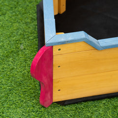 Outsunny Kids Wooden Sandbox, w/ Canopy Bench Seat Storage Space, Aged 3-8 Years Old
