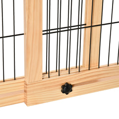 PawHut 71" W x 27" H Extra Wide Freestanding Pet Gate with Adjustable Length Dog, Cat, Barrier for House, Doorway, Hallway, Natural