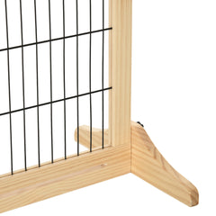 PawHut 71" W x 27" H Extra Wide Freestanding Pet Gate with Adjustable Length Dog, Cat, Barrier for House, Doorway, Hallway, Natural