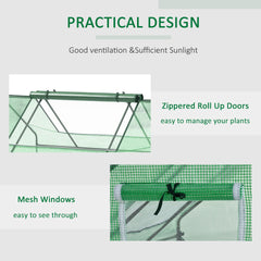 Outsunny 71" x 55" x 32" Mini Greenhouse, Small Green House, Garden Planting Shed, Outdoor Flower Planter Warm House with Zipper Windows, Green