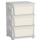 Qaba 3 Tier Kids Storage Unit, Toy Organizers and Storage with 3 Drawer Chest for Kids Bedroom Nursery Kindergarten Living Room for Boys Girls Toddlers, Cream White