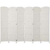 HOMCOM Room Divider, 6 Panel Folding Privacy Screen, 6FT Tall Portable Weave Partition Wall Divider for Bedroom, White