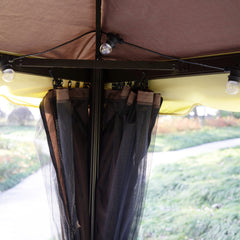 Outsunny 10' x 13' Patio Gazebo, Aluminum Frame Double Roof Outdoor Gazebo Canopy Shelter with Netting & Curtains, Coffee