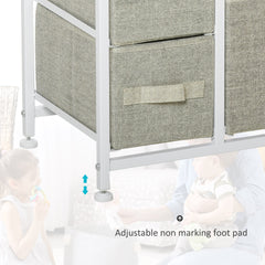 HOMCOM 7-Drawer Dresser Storage Tower Cabinet Organizer Unit, Easy Pull Fabric Bins with Metal Frame for Bedroom, Closets, Light Gray