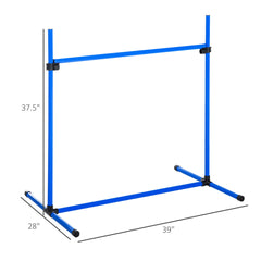 PawHut 4 Piece Dog Agility Starter Kit with Adjustable Height Jump Bars, Included Carry Bag & Displacing Top Bar - Blue
