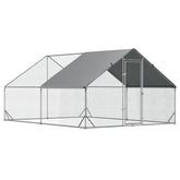 PawHut 10' x 13' x 6.5' Metal Frame Chicken Run, Outdoor Hen House with Cover & Lockable Door