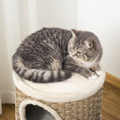 PawHut 28 Inch Cat Condo, 3 Story Cat Hideaway with Sisal Scratching Pad