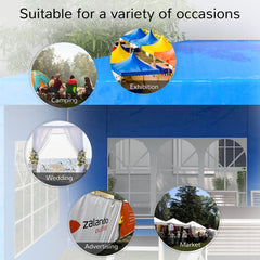 Outsunny 9.6' x 19' Large Party Tent, Outdoor Event Shelter, Gazebo Canopy with 4 Removable Window Sidewalls for Weddings, Picnics, Blue