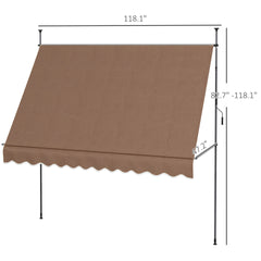 Outsunny 10' x 4' Manual Retractable Awning, Non-Screw Patio Awning, UV Resistant, for Window or Door, Coffee