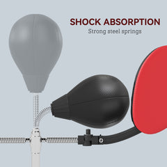 Soozier Boxing Bag with Stand, Adjustable Height Punching Speed Bag with 2 Target Arms, for Training, Exercise, Black