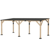 Outsunny 10' x 20' Wooden Gazebo, Hardtop Lean-to Gazebo Pergola with Galvanized Steel Sloped Roof, Light Walnut