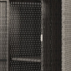 Outsunny Outdoor Storage Cabinet with Shelves, Rattan Pool Towel Storage Cabinet with Removable Shelf & Drawer, Dark Gray