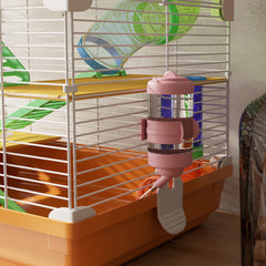 PawHut 5 Tiers Hamster Cage Portable Animal Travel Carrier w/ Exercise Wheels Tube, Orange