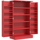 HOMCOM Kitchen Sideboard Cabinet, Large Kitchen Storage Cabinet w/ Double Doors & 5-tier Shelving for Home, Dining Room, Red