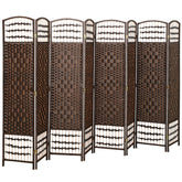 HOMCOM 8 Panel Folding Room Divider Portable Privacy Screen Wave Fiber Room Partition for Home Office Brown