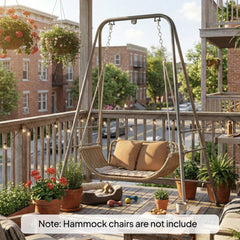 Outsunny Hammock Chair Stand Indoor and Outdoor Use with Anti-Slip Foot Pads, 2 Carabiners, Gray